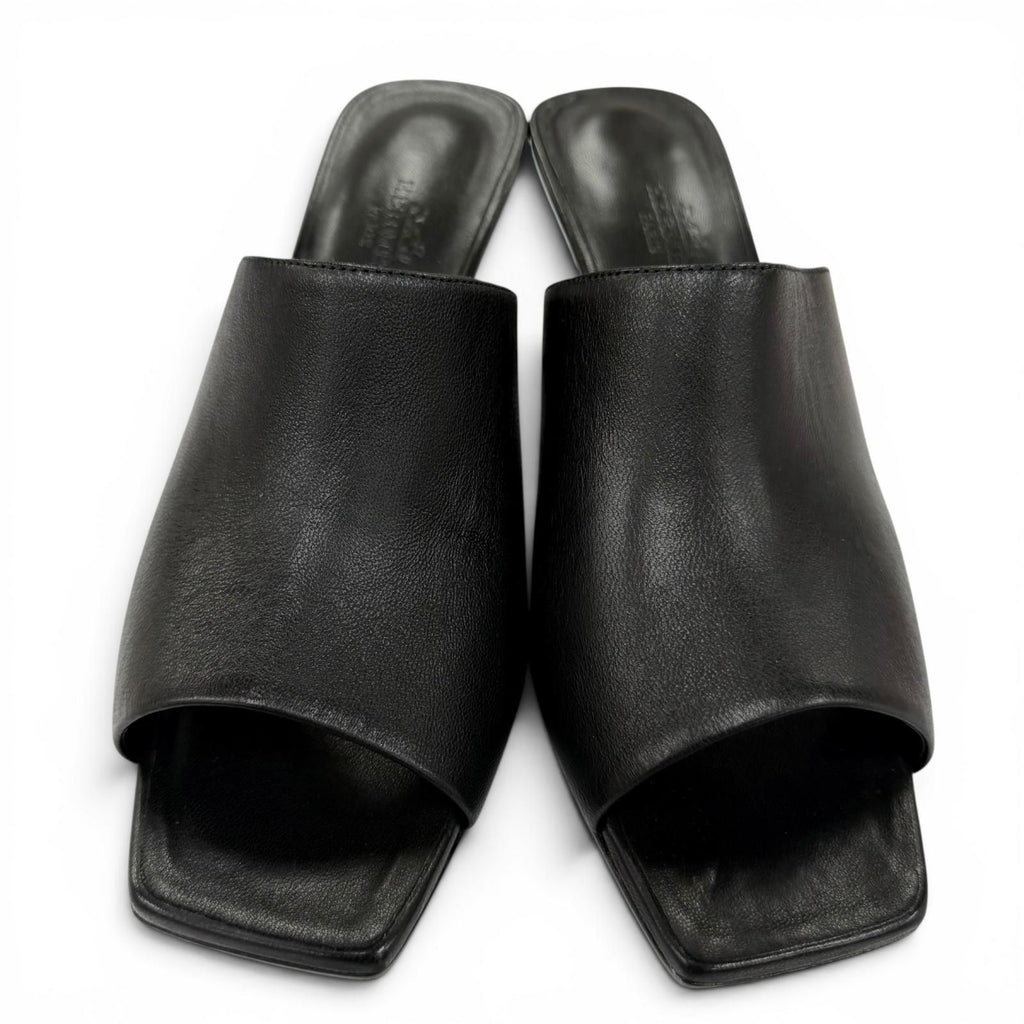 Hermes Iconic Silver Chaine D'ancre Heels Leather Sandals Black — view 4