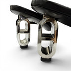 Hermes Iconic Silver Chaine D'ancre Heels Leather Sandals Black — view 9
