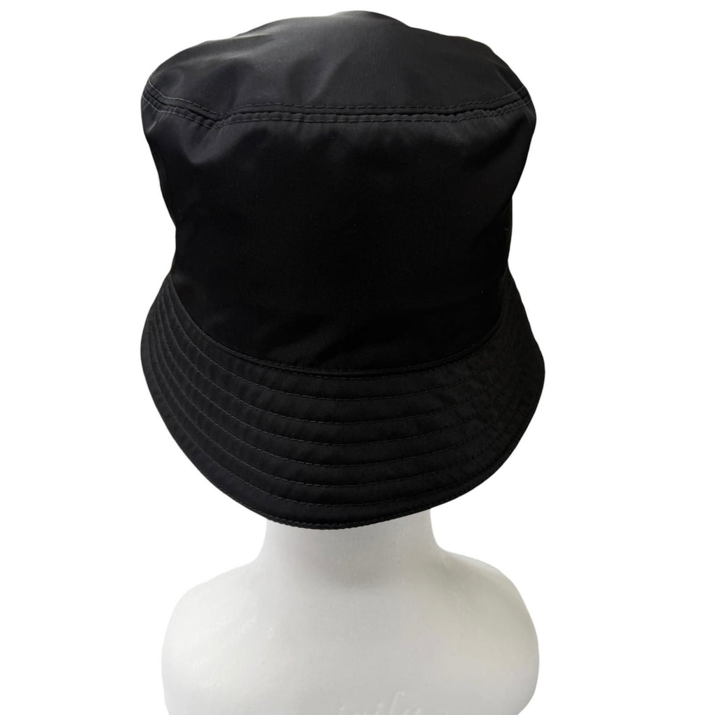 Prada Calf Leather Re-Nylon Triangle Logo Bucket Hat Black XL — view 4