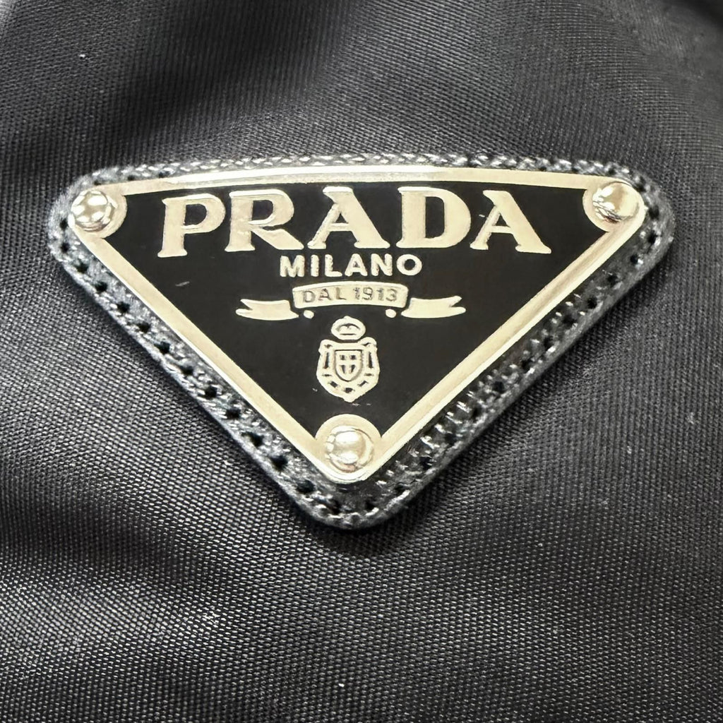 Prada Calf Leather Re-Nylon Triangle Logo Bucket Hat Black XL — view 6