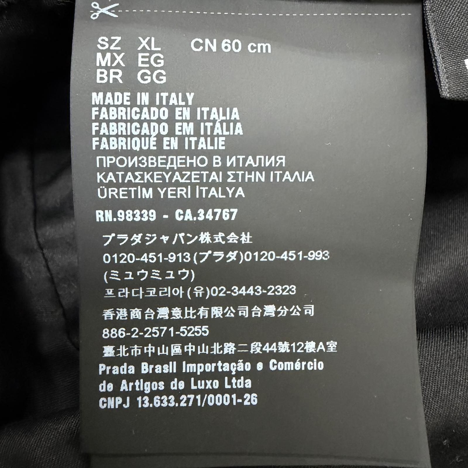 Prada Calf Leather Re-Nylon Triangle Logo Bucket Hat Black XL — view 9