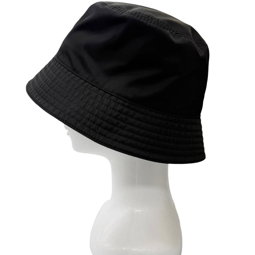 Prada Calf Leather Re-Nylon Triangle Logo Bucket Hat Black XL — view 3