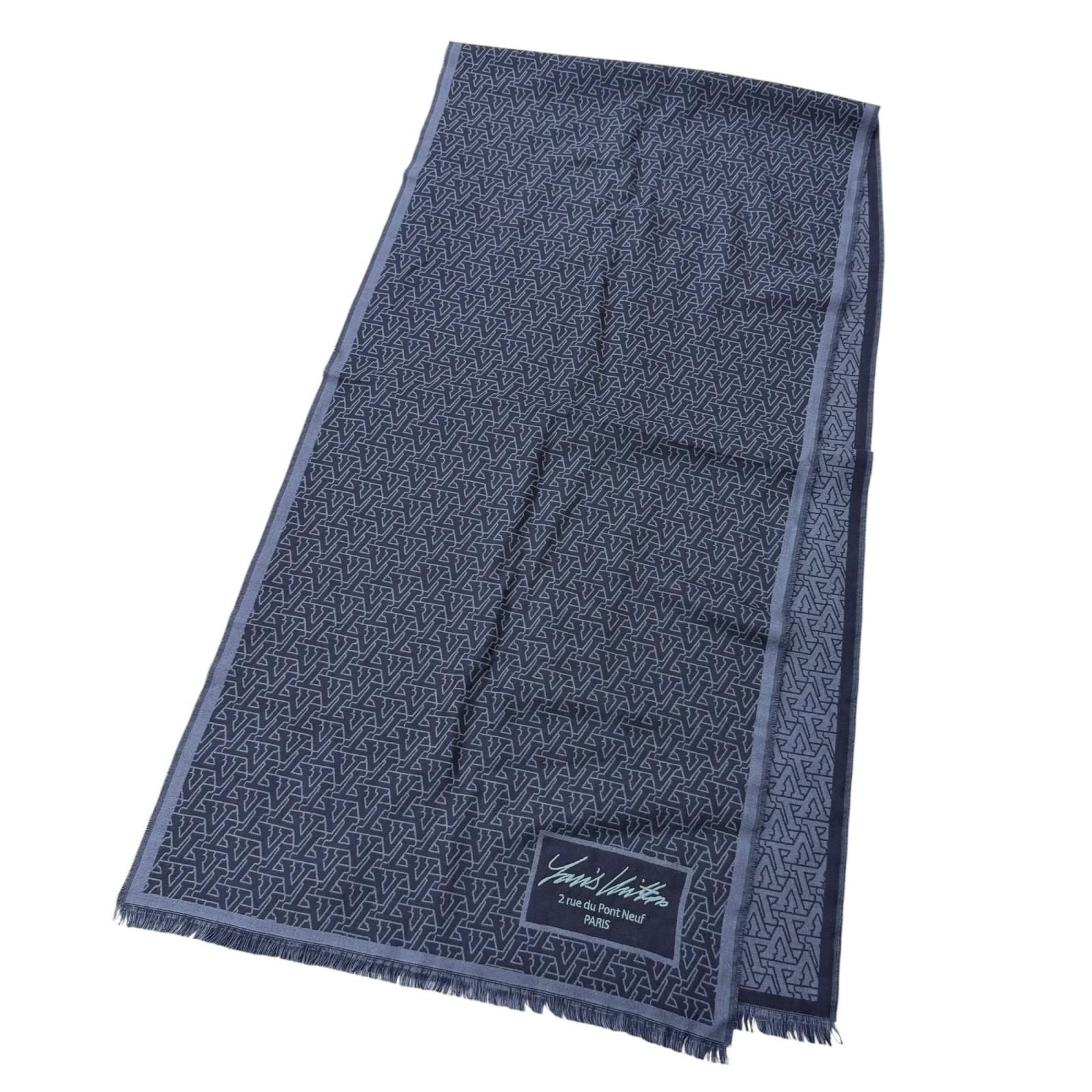 Louis Vuitton Wool Silk LV Stand Out Logo All Over Pattern Shawl Scarf — view 4