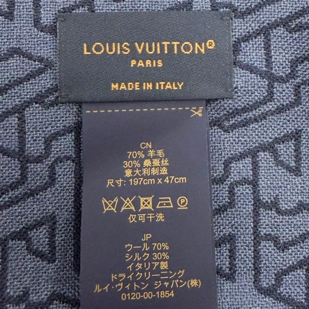 Louis Vuitton Wool Silk LV Stand Out Logo All Over Pattern Shawl Scarf — view 8