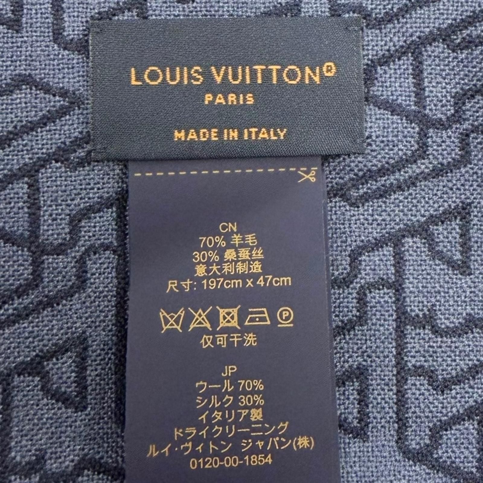 Louis Vuitton Wool Silk LV Stand Out Logo All Over Pattern Shawl Scarf — view 8