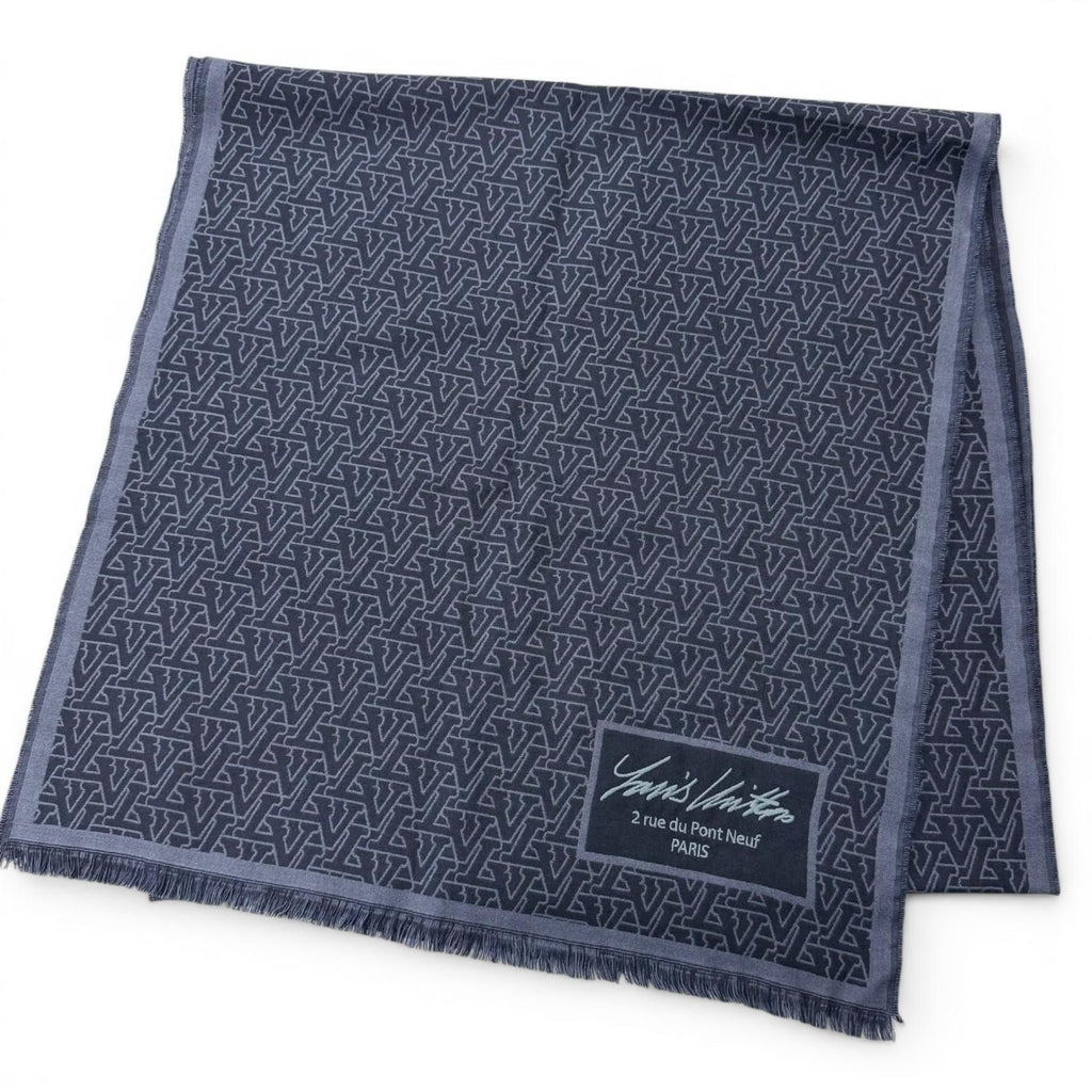 Louis Vuitton Wool Silk LV Stand Out Logo All Over Pattern Shawl Scarf