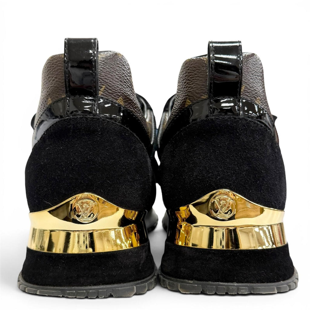 Louis Vuitton LV Run Away Line Suede Leather Monogram Sneakers Black Brown — view 5