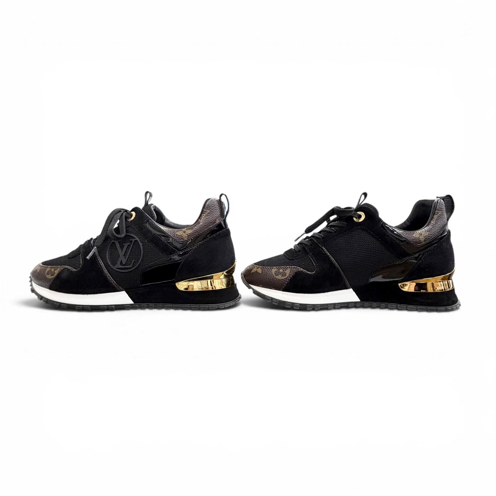 Louis Vuitton LV Run Away Line Suede Leather Monogram Sneakers Black Brown — view 3
