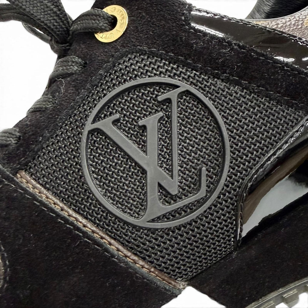 Louis Vuitton LV Run Away Line Suede Leather Monogram Sneakers Black Brown — view 8