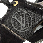 Louis Vuitton LV Run Away Line Suede Leather Monogram Sneakers Black Brown — view 8