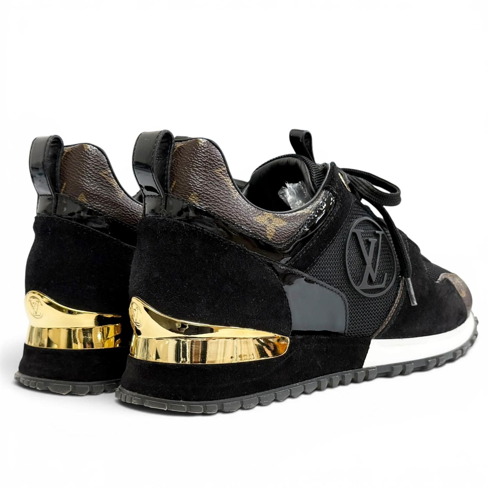 Louis Vuitton LV Run Away Line Suede Leather Monogram Sneakers Black Brown — view 6