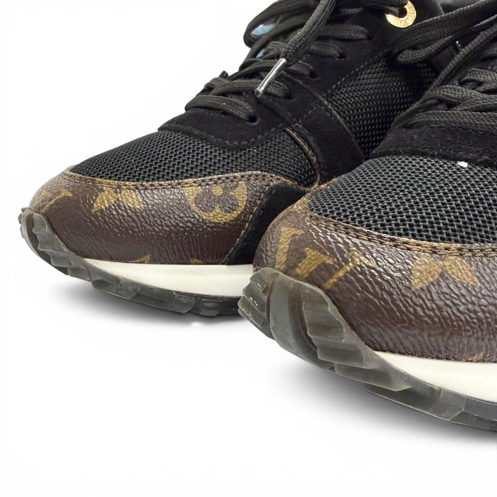 Louis Vuitton LV Run Away Line Suede Leather Monogram Sneakers Black Brown — view 7