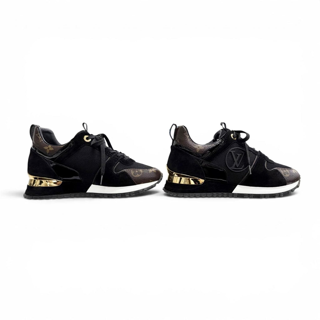 Louis Vuitton LV Run Away Line Suede Leather Monogram Sneakers Black Brown — view 4