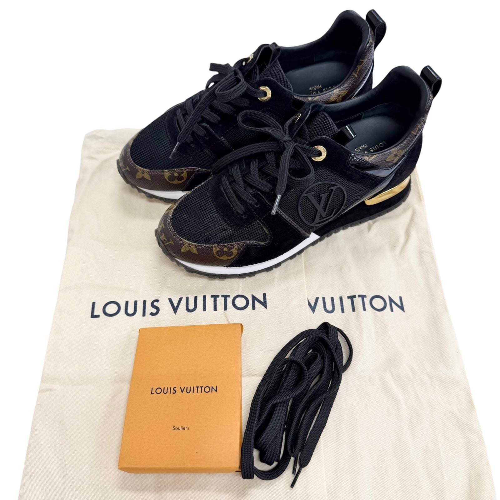 Louis Vuitton LV Run Away Line Suede Leather Monogram Sneakers Black Brown — view 2