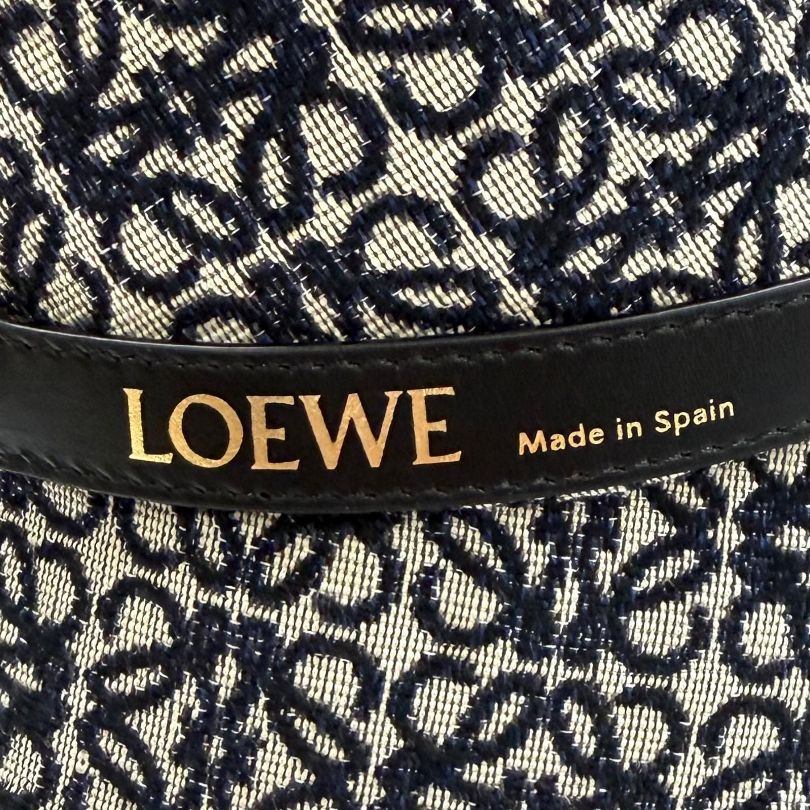 Loewe Leather Anagram Jacquard Bucket Hat Navy 57 — view 6