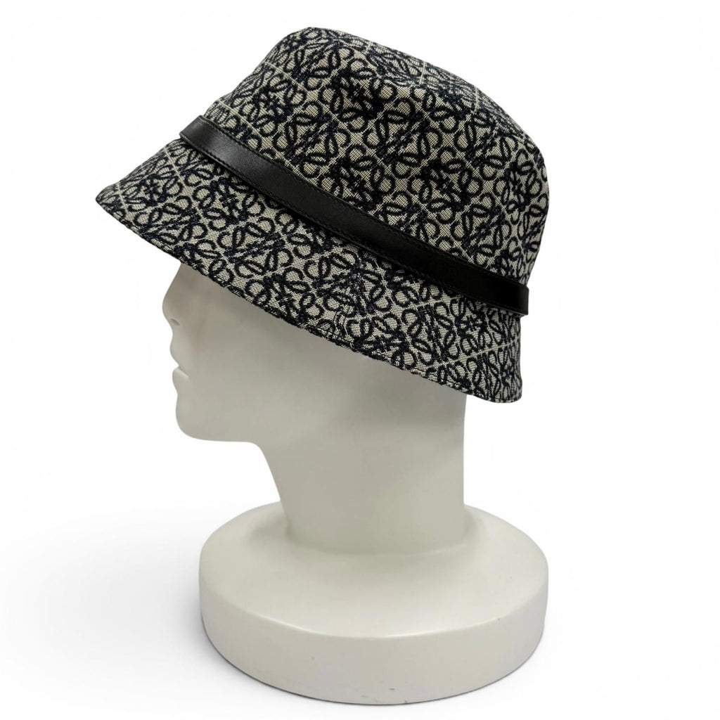 Loewe Leather Anagram Jacquard Bucket Hat Navy 57 — view 3