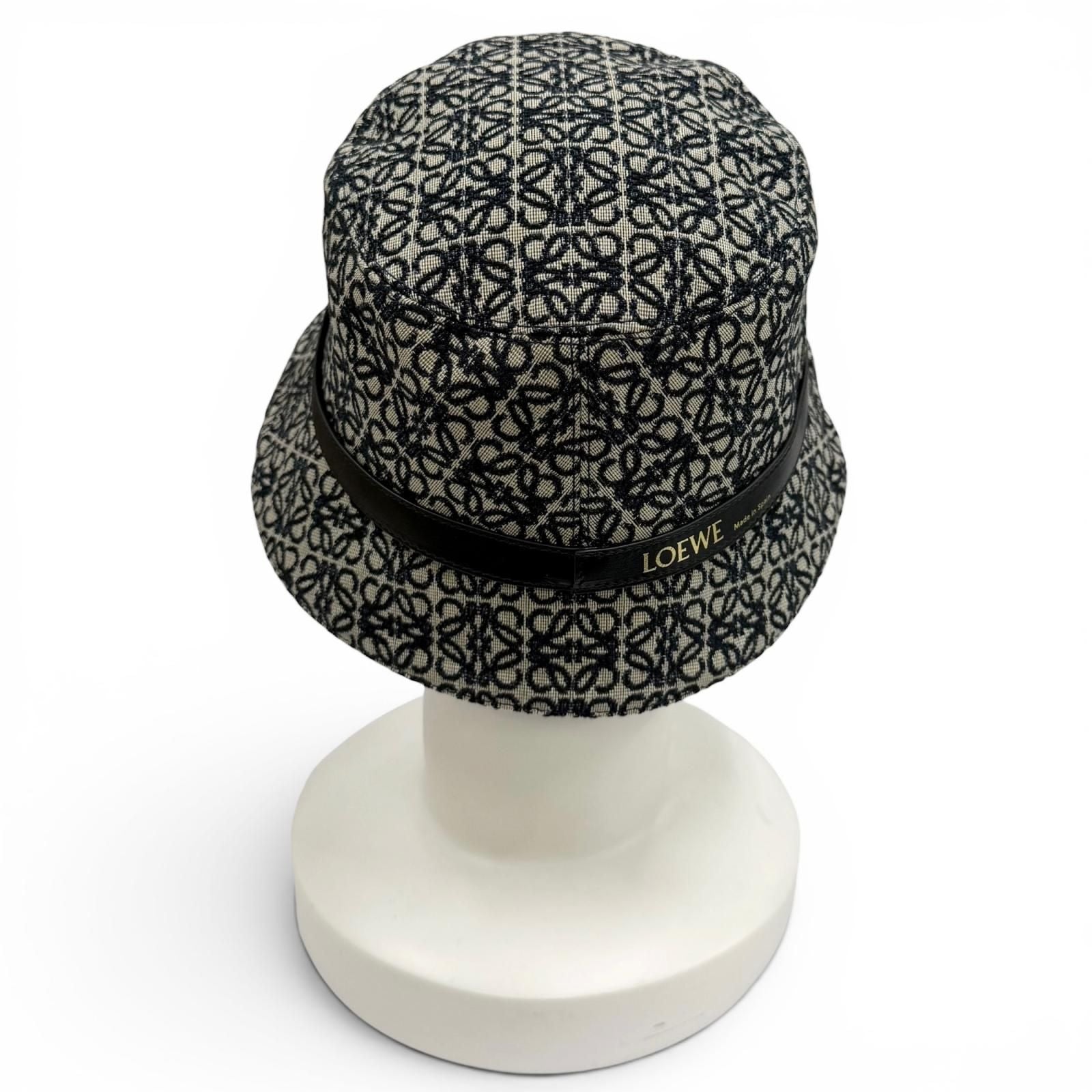 Loewe Leather Anagram Jacquard Bucket Hat Navy 57 — view 4