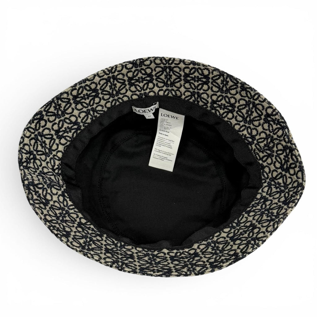 Loewe Leather Anagram Jacquard Bucket Hat Navy 57 — view 5
