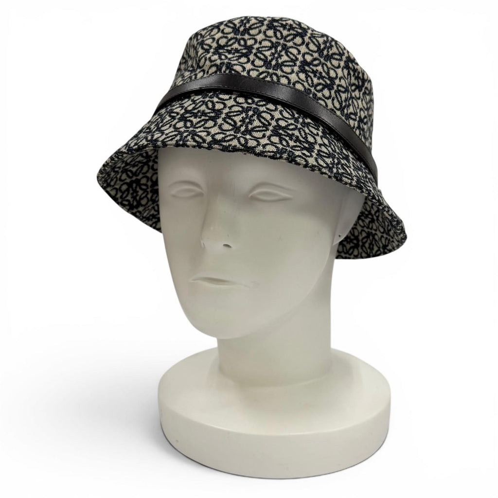 Loewe Leather Anagram Jacquard Bucket Hat Navy 57