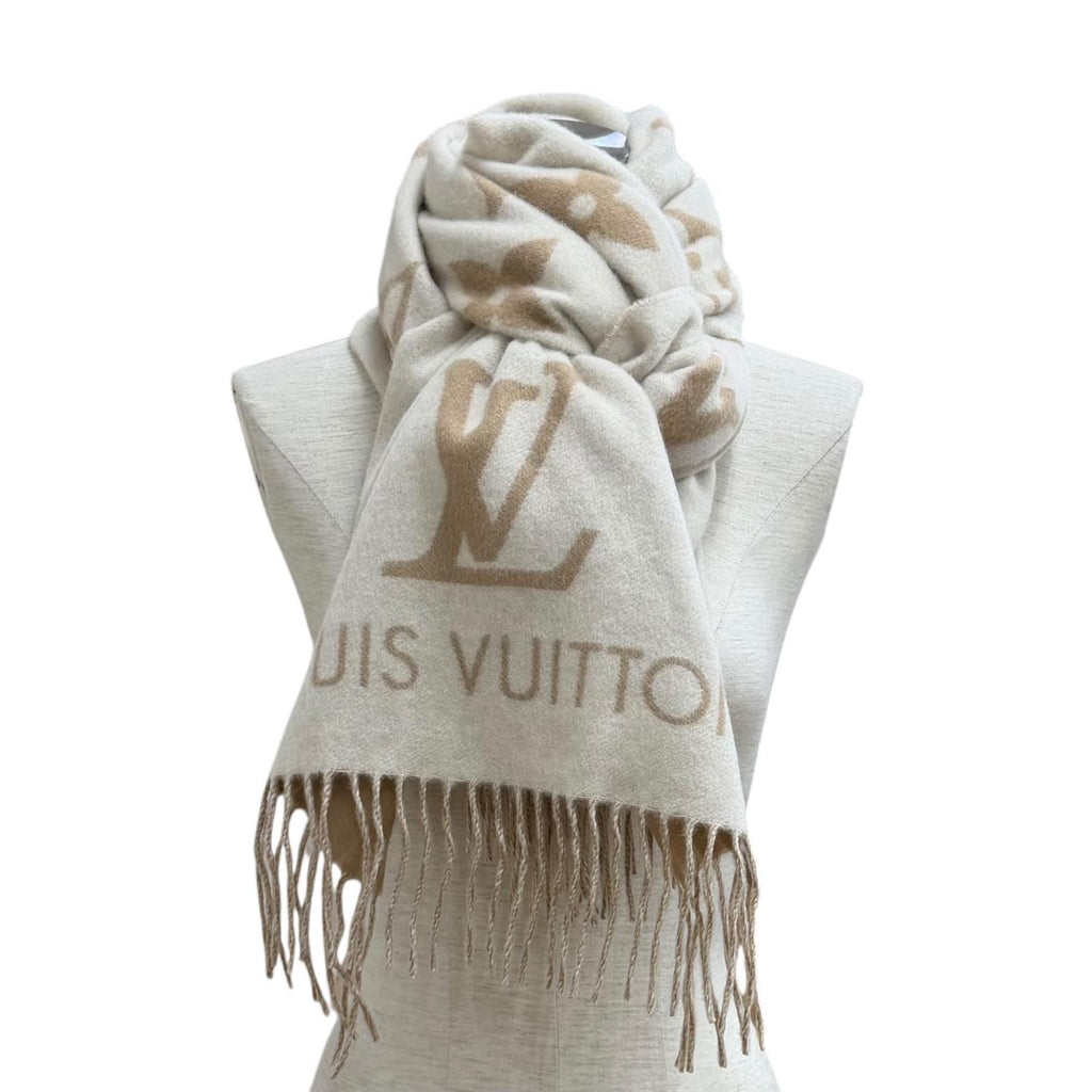 Louis Vuitton Scarf Reykjavik Cashmere 100% Monogram with Fringe 170 45 — view 4