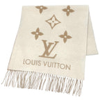 Louis Vuitton Scarf Reykjavik Cashmere 100% Monogram with Fringe 170 45