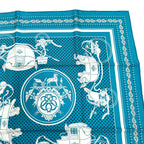 Hermes Carre 55 Ex Libris Silk 100% Scarf Turquoise — view 4