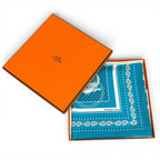 Hermes Carre 55 Ex Libris Silk 100% Scarf Turquoise — view 2