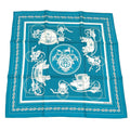 Hermes Carre 55 Ex Libris Silk 100% Scarf Turquoise
