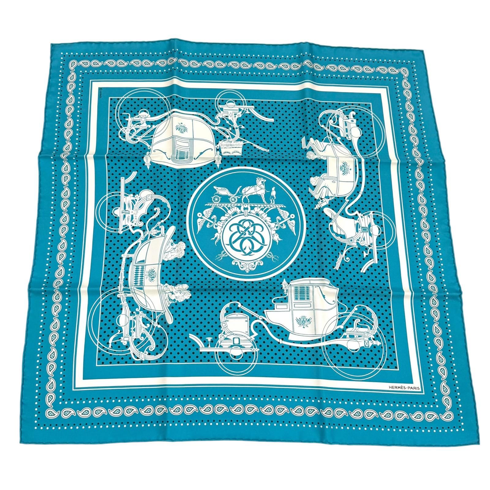 Hermes Carre 55 Ex Libris Silk 100% Scarf Turquoise
