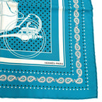 Hermes Carre 55 Ex Libris Silk 100% Scarf Turquoise — view 6