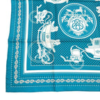 Hermes Carre 55 Ex Libris Silk 100% Scarf Turquoise — view 5