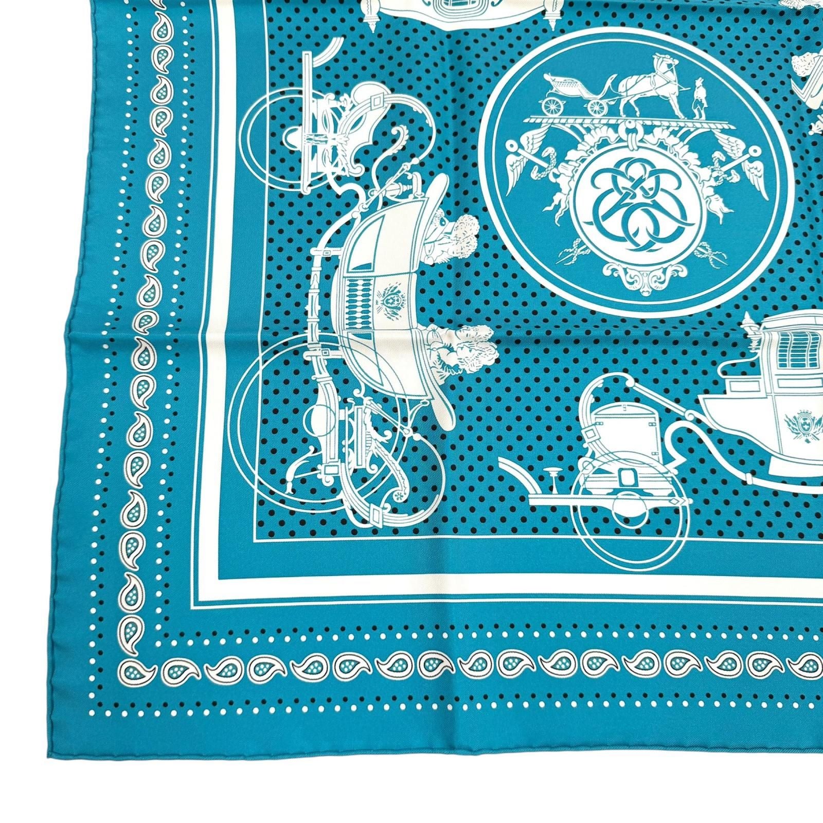 Hermes Carre 55 Ex Libris Silk 100% Scarf Turquoise — view 5