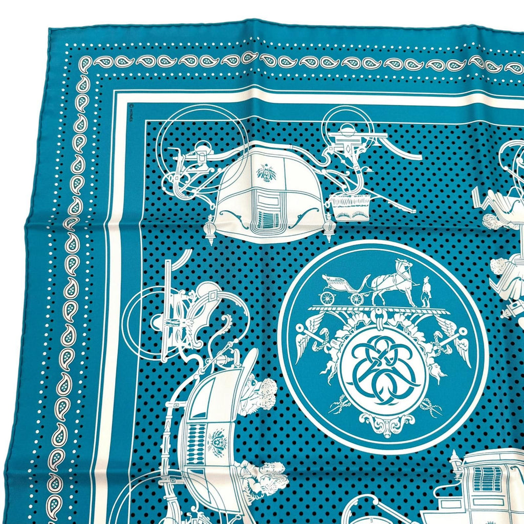 Hermes Carre 55 Ex Libris Silk 100% Scarf Turquoise — view 3