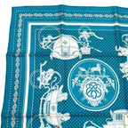 Hermes Carre 55 Ex Libris Silk 100% Scarf Turquoise — view 3