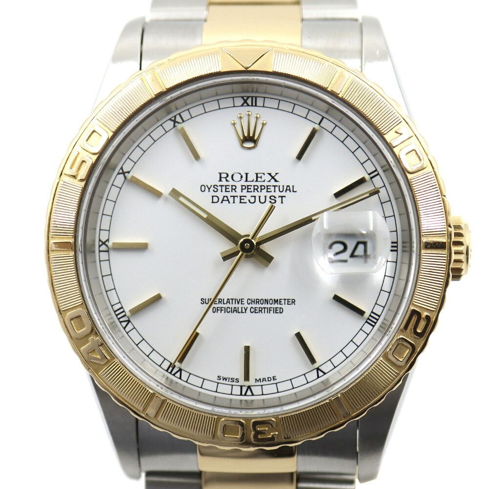 Rolex Datejust Thunderbird White Number Watch SS YG Oyster Bracelet Combination