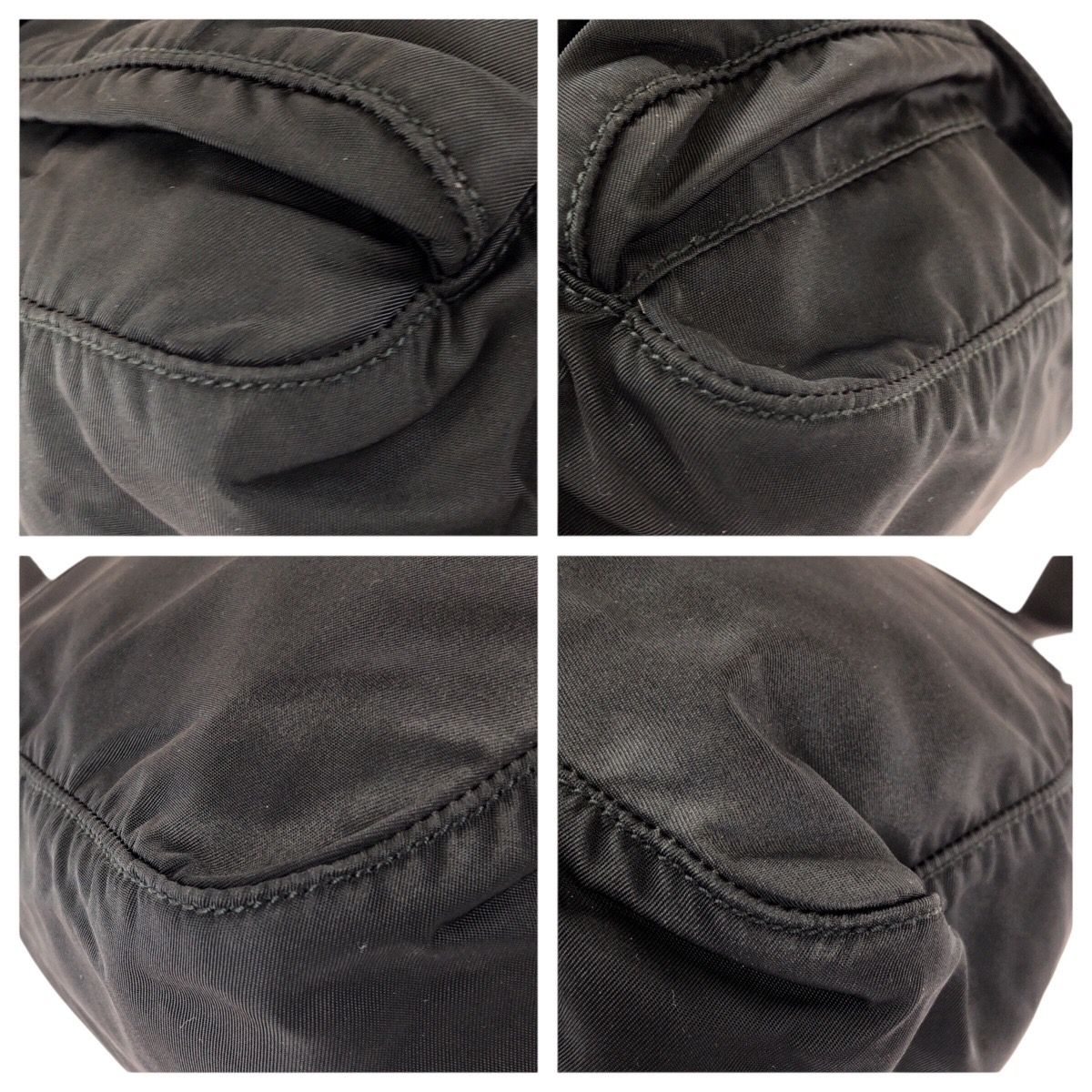 Prada Tessuto Black Silver Nylon Leather Shoulder — view 3