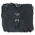 Prada Tessuto Black Silver Nylon Leather Shoulder