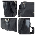 Prada Tessuto Black Silver Nylon Leather Shoulder — view 5
