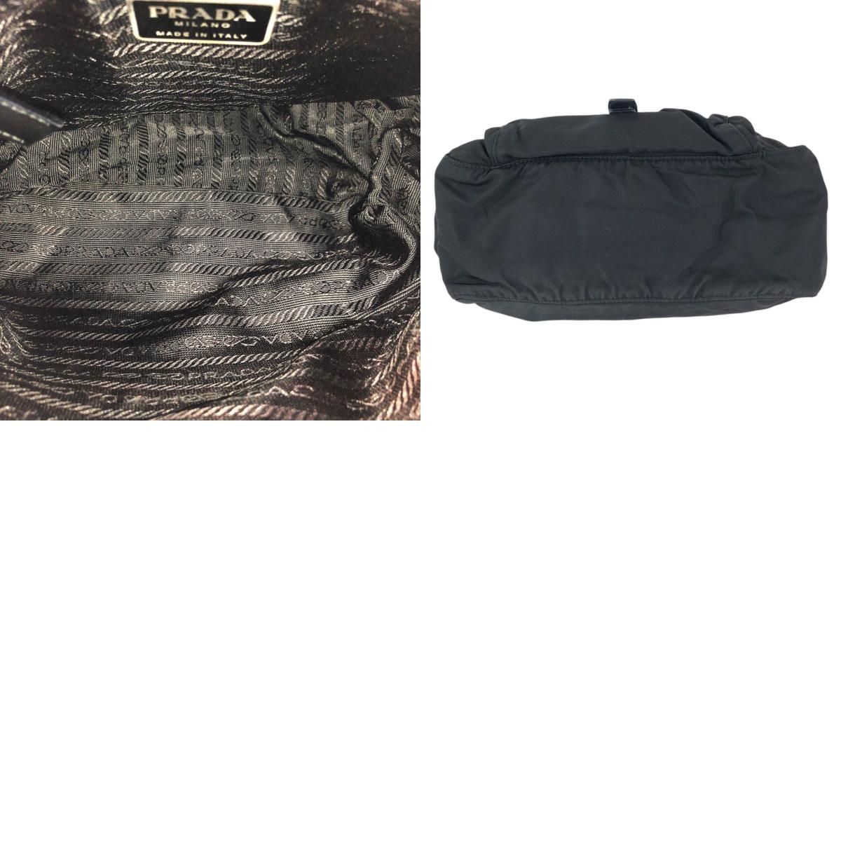 Prada Tessuto Black Silver Nylon Leather Shoulder — view 9