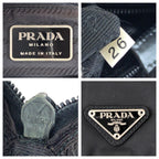 Prada Tessuto Black Silver Nylon Leather Shoulder — view 4