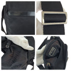 Prada Tessuto Black Silver Nylon Leather Shoulder — view 6