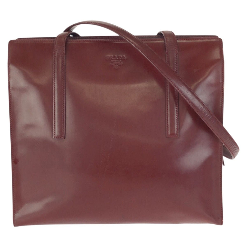 Prada Spazzolato Winered Bordeaux Patent Leather Shoulder