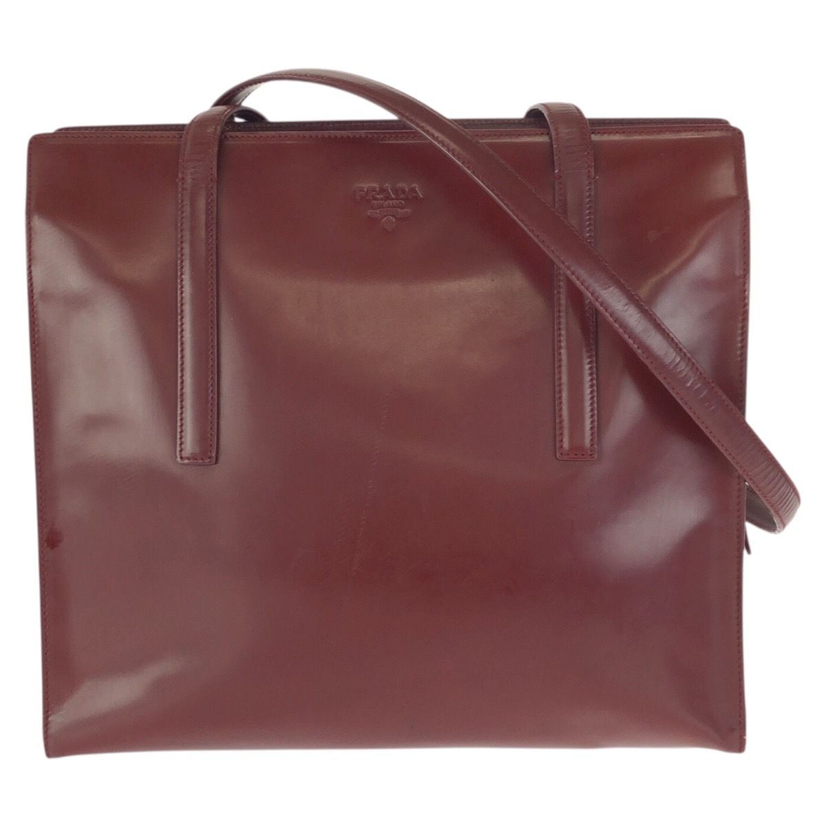 Prada Spazzolato Winered Bordeaux Patent Leather Shoulder