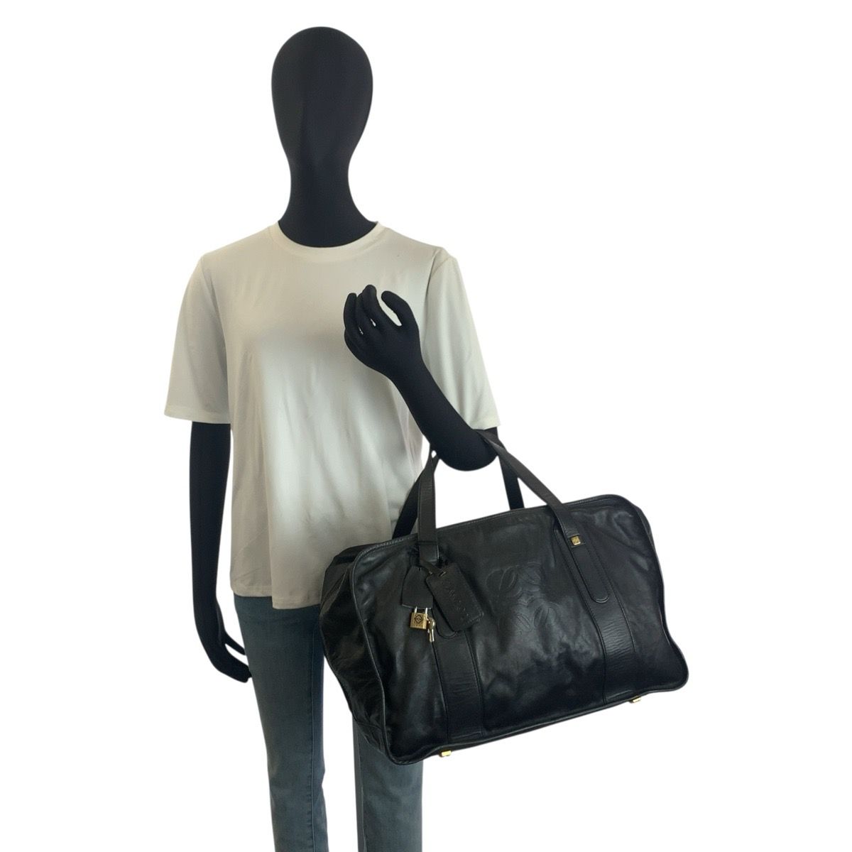 Loewe Anagram Black Gold Leather Boston — view 8