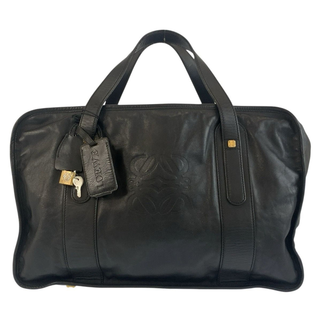 Loewe Anagram Black Gold Leather Boston