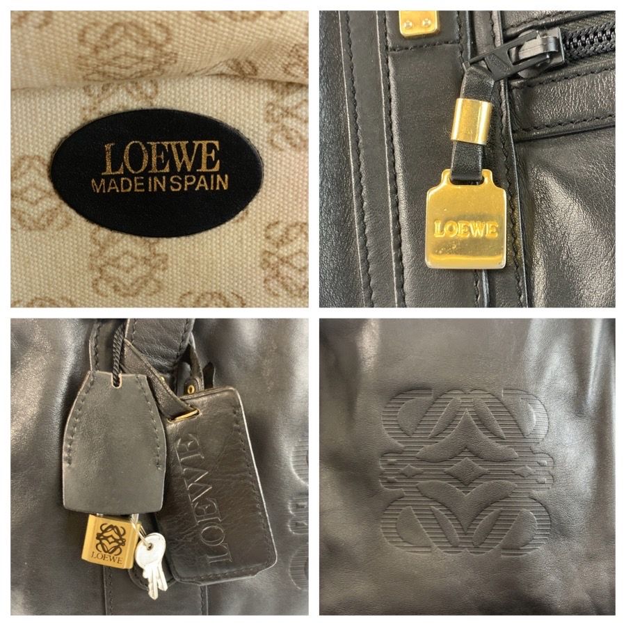 Loewe Anagram Black Gold Leather Boston — view 3