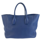 Prada Vitello Daino Blue Gold Leather Tote — view 2