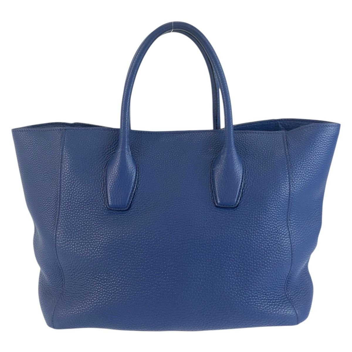 Prada Vitello Daino Blue Gold Leather Tote — view 2