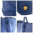 Prada Vitello Daino Blue Gold Leather Tote — view 5