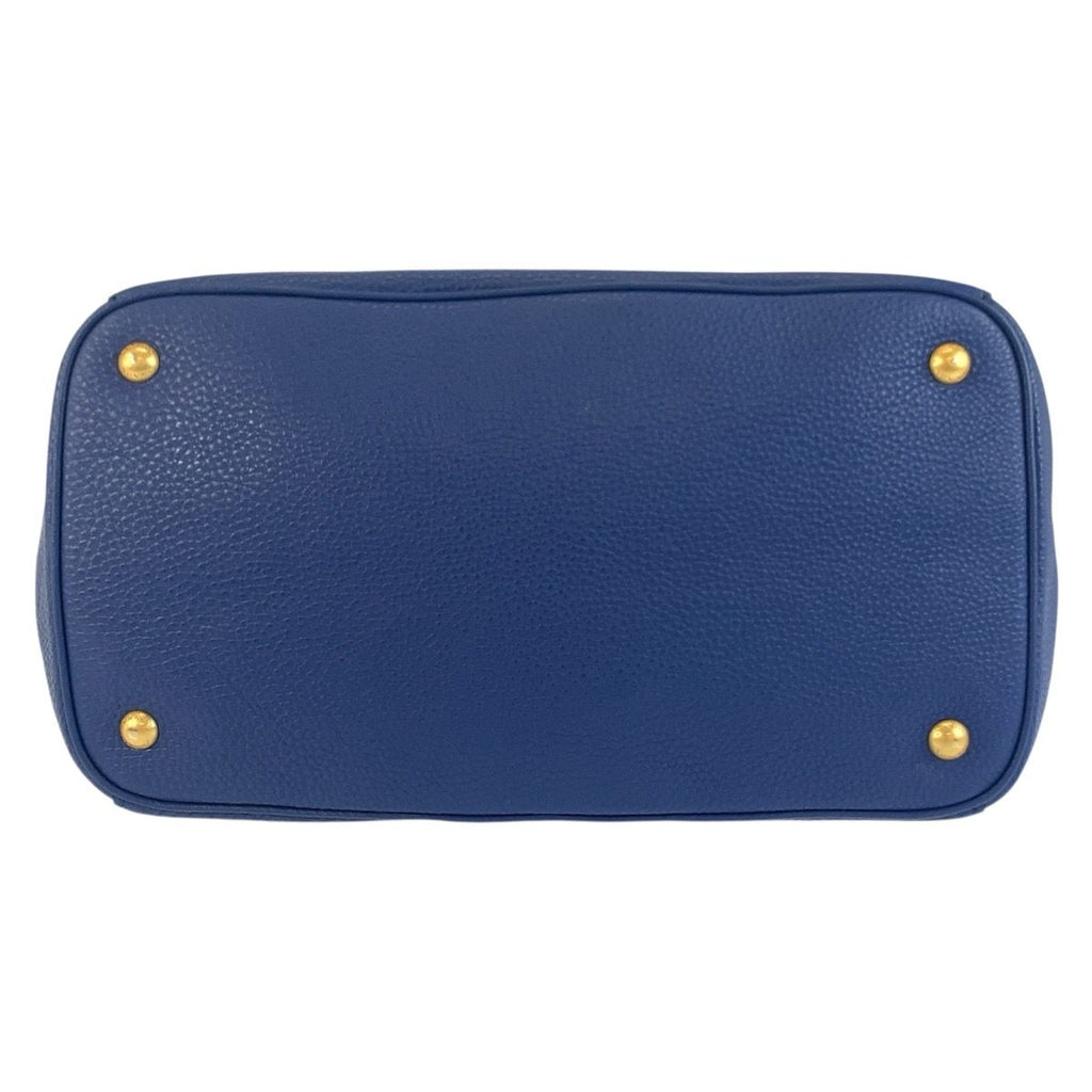 Prada Vitello Daino Blue Gold Leather Tote — view 9